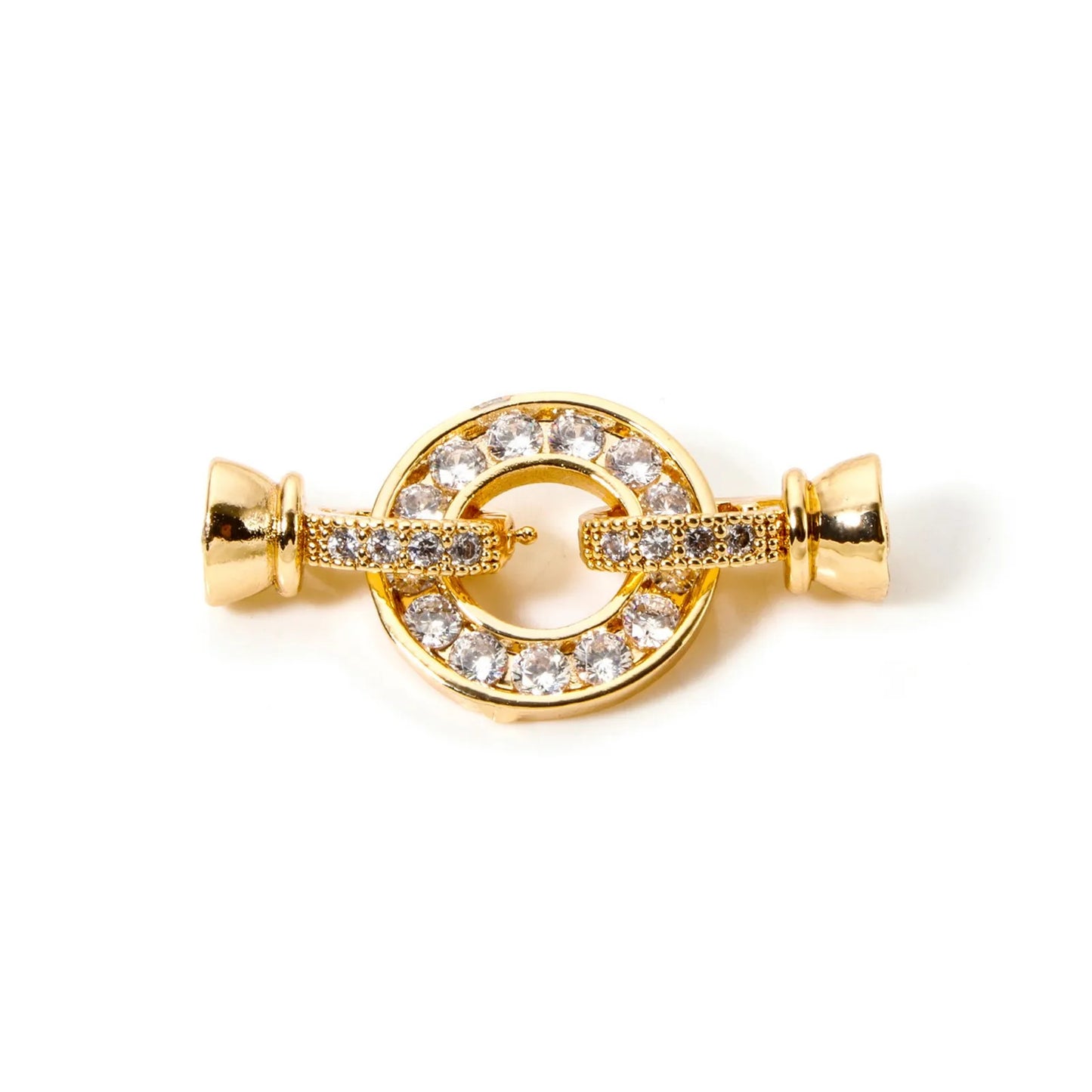 1pc Brass Fold Over Clasps Gold Color Round Flower Bowknot Clear Cubic Zirconia Charms DIY Necklace Bracelet Jewelry Findings