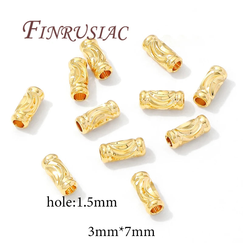 3mm*7mm Tube Beads Spacer Beads 18K Gold Plated Separators For Beads,DIY Jewelry Making Supplies,Necklace/Bracelets Accessories