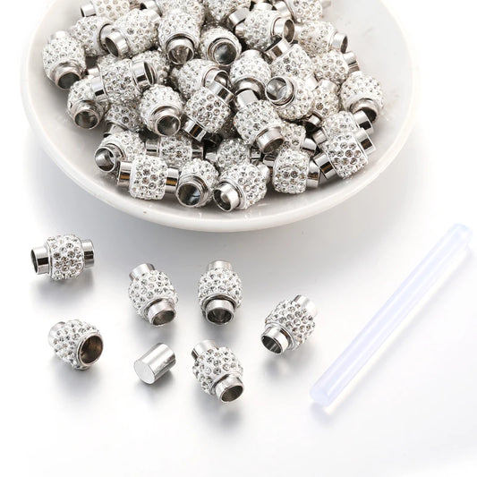 3pcs/lot High Quality 7mm Clay Crystal Magnetic Clasps Connector For Fashion Bracelet Jewelry Finding 13*17mm W395