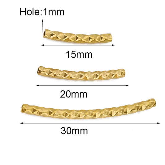 10pcs PVD Stainless Steel Curved Spacer Beads 15 20 30 mm Never Fade Necklace Tube Beads For Making Jewelry Supplies Findings