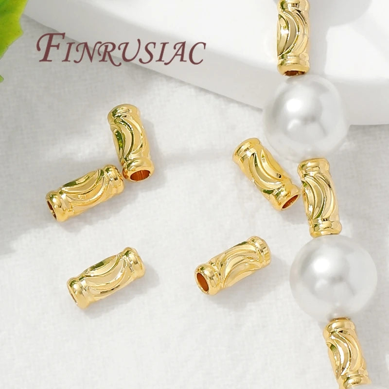3mm*7mm Tube Beads Spacer Beads 18K Gold Plated Separators For Beads,DIY Jewelry Making Supplies,Necklace/Bracelets Accessories